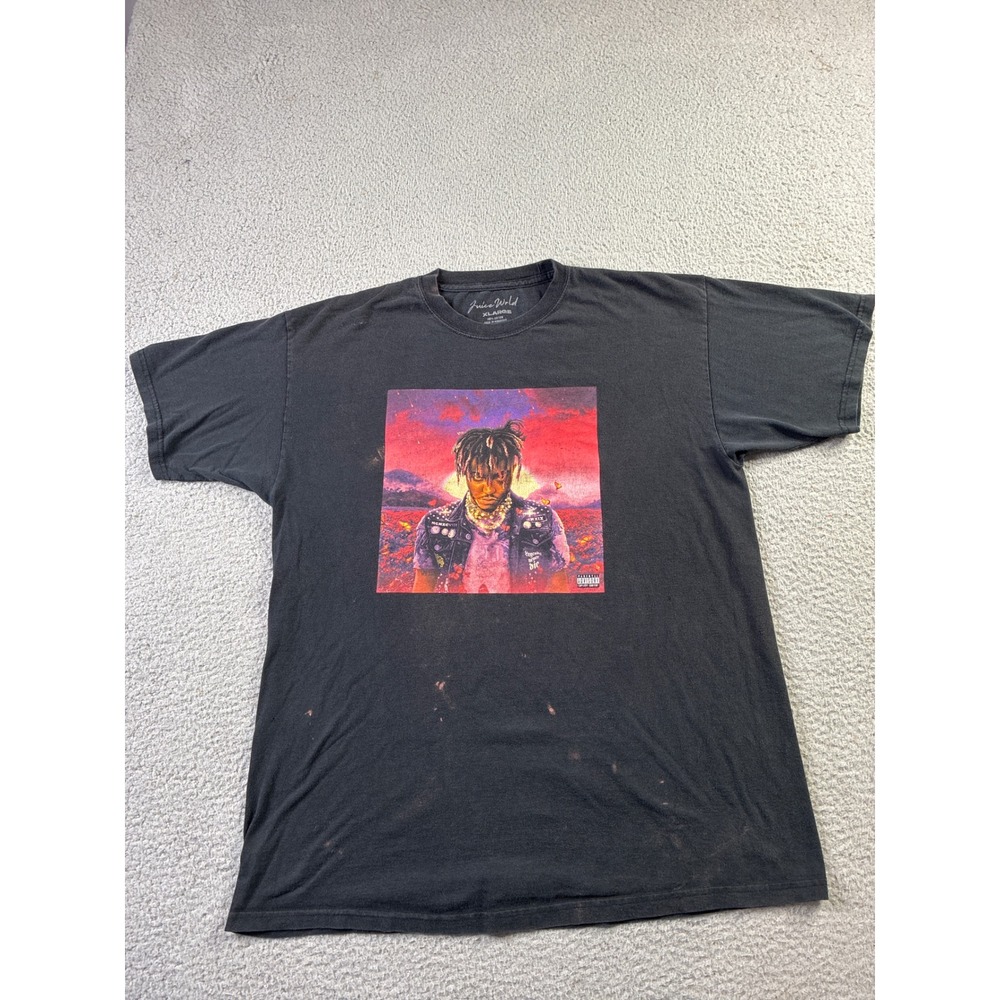 Juice Wrld Legends Never Die Distressed Faded Black Shirt XL Hip Hop Rap Tee